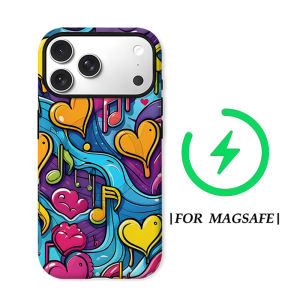 Colorful Music Heart Graffiti For Magnetic Phone Case for IPhone 17 16 15 14 13 Pro Max Plus Single Double-layer tough Case