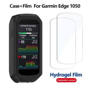 Hydrogel Film+Silicone Case for Garmin Edge 1050 GPS Stopwatch Cover for Edge 1050 All-around Bumper Accessories (Not Glass)
