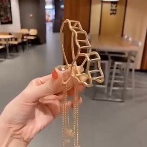 Jepit Rambut Korea Bahan Logam dengan Bandul Permata Jedai Besi Kupu Kupu Jepitan Butterfly Diamond Metal Alloy