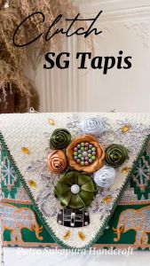 Putra Sukapura Clutch Pesta Tas Wanita Tapis Bordir Silver Party Wanita