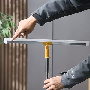 AT.MALL ไม้รีดน้ำ/แปรงขัดพื้น 2in1 ด้ามยาว 120 ซม. | หัวหมุน 180° | รีดน้ำ & กวาดเส้นผม | แปรงขัดห้องน้ำ/พื้น