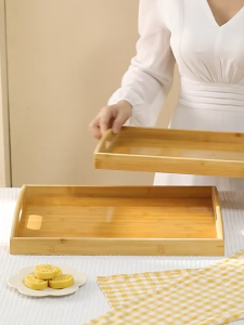 Bamboo tea tray | solid wood rectangular multifunctional tray | suitable for tableware tea sets baking and camping
