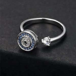 Casual Rotation Round Copper Zirconia Rings For Women Men Decompression Relaxed Silver Color Spin Toys Daily Party Jewelry