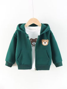 Fashionable Spring Autumn Childrens Jacket Korean Style Hoodie Boys Girls Baby Outwear Cardigan Cute Cartoon Pattern Zipper Closure