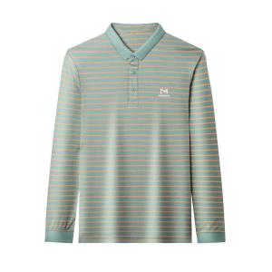 ROMON | Lormen Mens Long Sleeve Polo Shirt Casual Striped With Collar T-shirt Business Casual Top Spring Autumn New Style For Younger