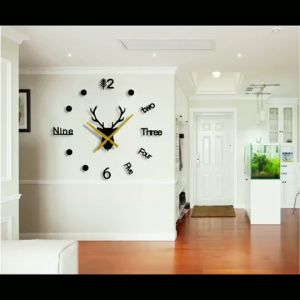 【One Cat Shop】3D Wall Clock DIY Creative Wall Decorative Sticker Watch Sheet Size 30-60cm Frameless for Home School Office Living Room