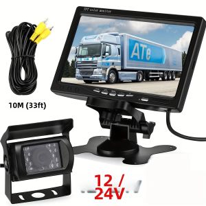 Bộ Camera Lùi Xe Tải Hạng Nặng Màn Hình 7 Inch Camera Quan Sát Ban Đêm Hỗ Trợ Đỗ Xe Cho Ô Tô Xe Buýt Rơ Moóc