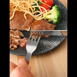 MONZA ชุดช้อนส้อมมีดสเต็ก สแตนเลส ช้อนสเต็ก ส้อมสเต็ก ด้ามไม้ NO.Y663 Y664 Y665