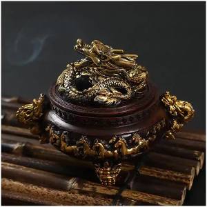 Phoenix and Dragon Antique Incense Burner Resin
