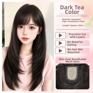 SHANGE | Peach Tea Colored Side Bangs High Layers No Lace Wig