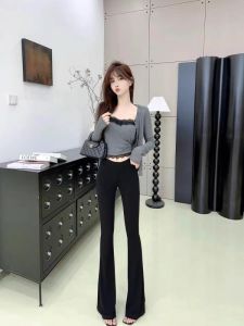 High Waist Womens Bell Bottom Pants Justcc Cardka Ice Sensation Micro Flared Trousers Korean Style Commute Summer Polyester Cotton