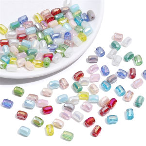 10pcs/bag 6x8mm Fashion Colorful Irregular Rectangle Glass Beads DIY Handmade for Jewelry Making Bracelet Necklace