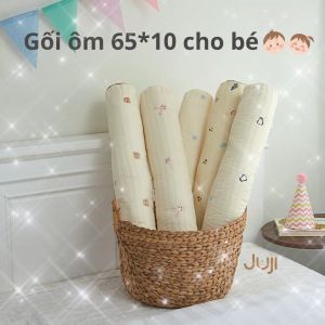 Gối ôm cho bé 65x10 phong cách Hàn Quốc lụa Modal chần bông cao cấp cho bé từ sơ sinh đến tiểu học ruột gối lông vũ