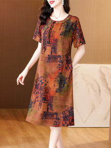DAIXIANGFEIZI | Summer New Style Chinese Mom Dress Short Sleeves Mid-Length