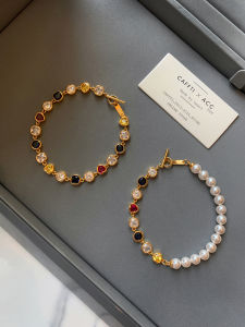 CAFFTI | Dopamine Colored Zircon Pearl Stackable Bracelet Female