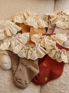 Princess Style Baby Girl Cotton Socks Spring Autumn Pure Cotton Loose Mouth No Leg Binding Newborn Infant Lace Edge Socks