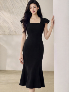 Roey s house | Elegant Sleeve Flounce Slim Fit Summer Dress