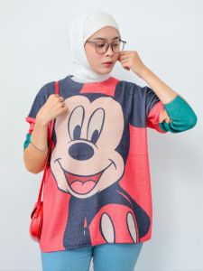 Blouse Wanita Oversize Knit Kombi Mickey Rajut Oversize Jumbo Bigsize