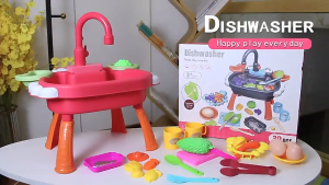 Childrens Kitchen Cooking Toy Set Girls Simulation Kitchen Dinnerware Educational Toys Crab Electric Dishwasher Toy Cooking Toys