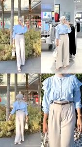 Blouse Ruffle Polo Linen Rafella - YURE BLOUSE RUFFLE