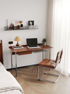 Modern Minimalist Vintage Solid Wood Computer Desk Stainless Steel Leg Writing Table Office Home Furniture Simple Style Desk