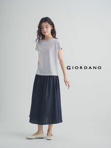 GIORDANO ผู้หญิง  เสื้อยืดคอกลมแขนสั้นน้ำหนักเบา ทรงหลวม เรียบง่าย แฟชั่นพื้นฐาน ลำลอง เสื้อยืด 05325381