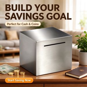 （Upgrade Thicnkess) Fall Resistant Piggy Bank 304 stainless steel kids coin piggy bank birthday savings plan cute piggy bank for Money Saving Box