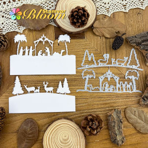 Lovely Christmas Forest Nativity Half-cut Metal Cutting Dies Scrapbooking Decorative Embossing