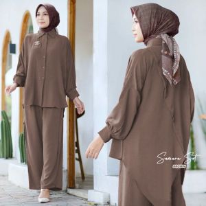 Baju Wanita Terbaru SAMARA SET HS Bahan CRINKLE AIRFLOW SIZE M L DAN XL PB 65 - 85 CM KANCING DEPAN / BUSUI DAPAT BAJU ATASAN + CELANA PANJANG