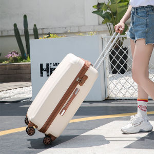 Womens Suitcase Traveling Trolley Case Internet Celebrity Student Lightweight Universal Wheel 24 Password Leather Suitcase Small 20-Inch Trendy