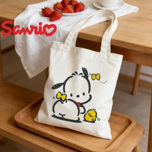 Sanrio | 1PC Kawaii Sanrio Pochacco with Chick & Butterflies Canvas Tote Bag Eco Reusable Shopper