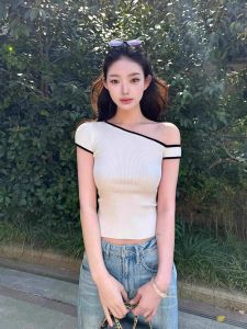HUOLISI | Unique Attractive Waisted Off-shoulder Short Sleeve T-Shirt