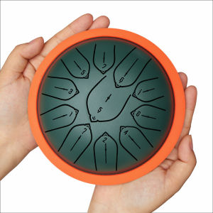 Hluru 5.5 inch Steel Tongue Drum Overtone 11 Notes Key D Tank Drum for Kids Gifts Glucophone Handpan Meditation Instrument