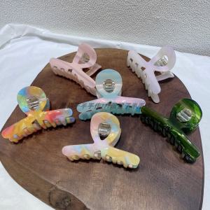 New Color Acetate Medium Octopus Grip Lines Shark Clip Medium-Sized Hair Claw Texture Cute Half Scratch Hair Barrettes
