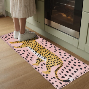 VIKAMA Jaguar Leopard Print Long Carpet Washable Non-Slip Kitchen Mat Bedroom Hallway Carpet Home Decor