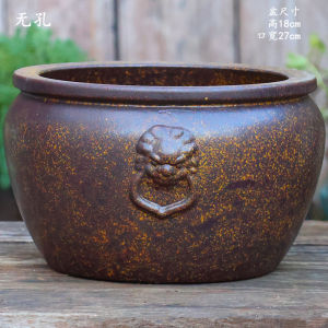 Retro Handmade Gốm Hoa Có Nước Chạy Cổ Nuôi Cá Sân Phong Cảnh Nước Canh Tác Không Lỗ Dụng Cụ Bào