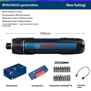 Bosch | Bosch Go3 Electric Screwdriver Lithium Cordless Rechargeable Screwdriver Set Mini Portable DIY Tool for Home Repair Professional