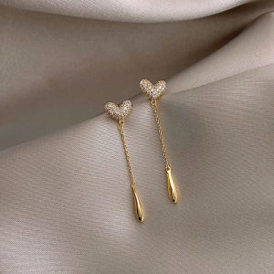 Delicate Tassel Heart Shaped Earrings Womens Fashion Jewelry Elegant Luxury Trendy Unique Beautiful Ear Decorations