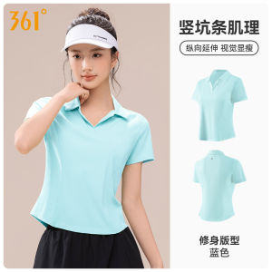 361° Womens Polo Shirt T-Shirt Summer New Green Badminton Tennis Yoga Fitness Sport Short Sleeve Urban Park Series Sportswear