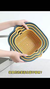 SEA JJT 【จัดส่งในท้องถิ่นในประเทศไทย】ตะกร้าระบายน้ำในครัวอเนกประสงค์6ชิ้นตะกร้าล้างผักพลาสติกตะกร้าผักผลไม้ตะกร้าผักสองชั้น