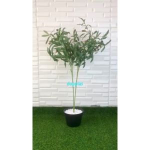 Pohon Artificial Daun Zaitun X2 Tangkai Pot Dasar Hitam Plastik Tanaman Hias Dekorasi Pajangan Ruangan Rumah Home Decor Kantor Aesthetic