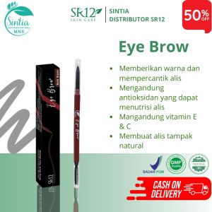 SR12 Eye Brow Dark Brown Natural Pensil Alis Tahan Lama Anti Air Warna Coklat Tua 2cm