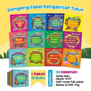 Dongeng Fabel Pengantar Tidur - 1 Paket Isi 12 Buku [Pustaka Hulwah x Lingkar Media]