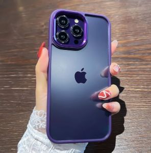 FLOVEME Luxury Transparent Phone Case For iPhone 14 Pro Max 14 Plus Metal Lens Frame Hard Acrylic Clear Shockproof Back Cover For iPhone 14
