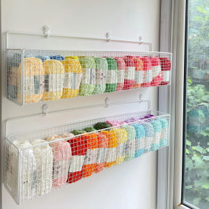 Wall-Mounted Crochet Yarn Ball Organizer Rack Handmade Thread Box Storage Basket Iron Material Home Organization Tool