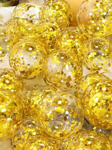 Happy Time 12inch Confetti Sequins Balloons Wedding Decorations Set At Home Festival Transparent Balloon With Foil Party Needs Valentines Anniversary Glitter Ballons Set Birthday Christening Party Decoration