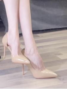 เซ็กซี่ สีนู้ด สิทธิบัตร หนัง รองเท้าส้นสูงเปิดด้านข้าง 2024 ใหม่ ดีไซน์ สบาย ผู้หญิง รองเท้า Match กระโปรง รองเท้าเดี่ยวทุกคู่