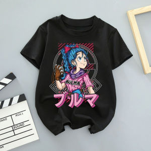 Dragon Ball GOKU Bulma Anime Printed T-shirt Mens and Womens Short Sleeves 2025 Summer American Loose Cotton T-shirt