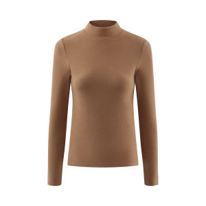 Double-sided De Rong Long Sleeve Fitted Turtleneck Top