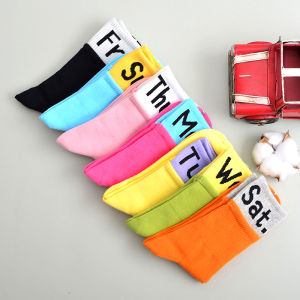 Colorful Rainbow Cotton Socks Mens Mid-Calf Letter INS Trendy Teen Girl Spliced Color Sport Lazy Summer Cotton Socks